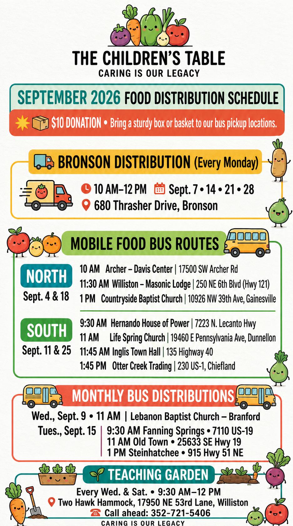 September 2026 food distribution schedule