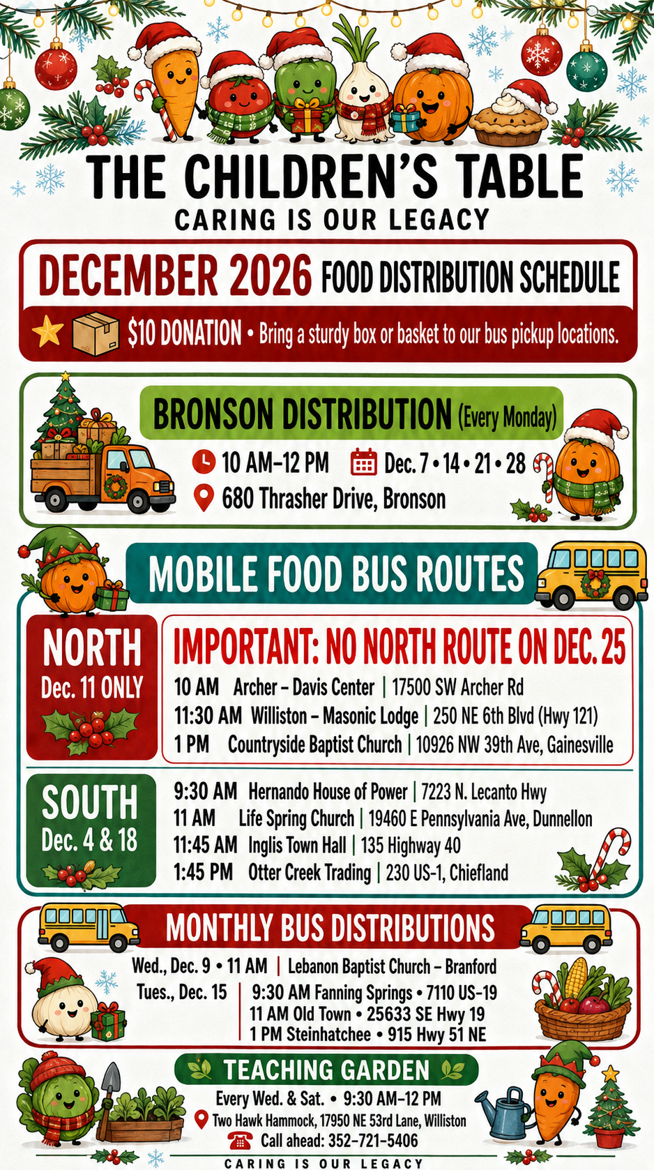 December 2026 food distribution schedule