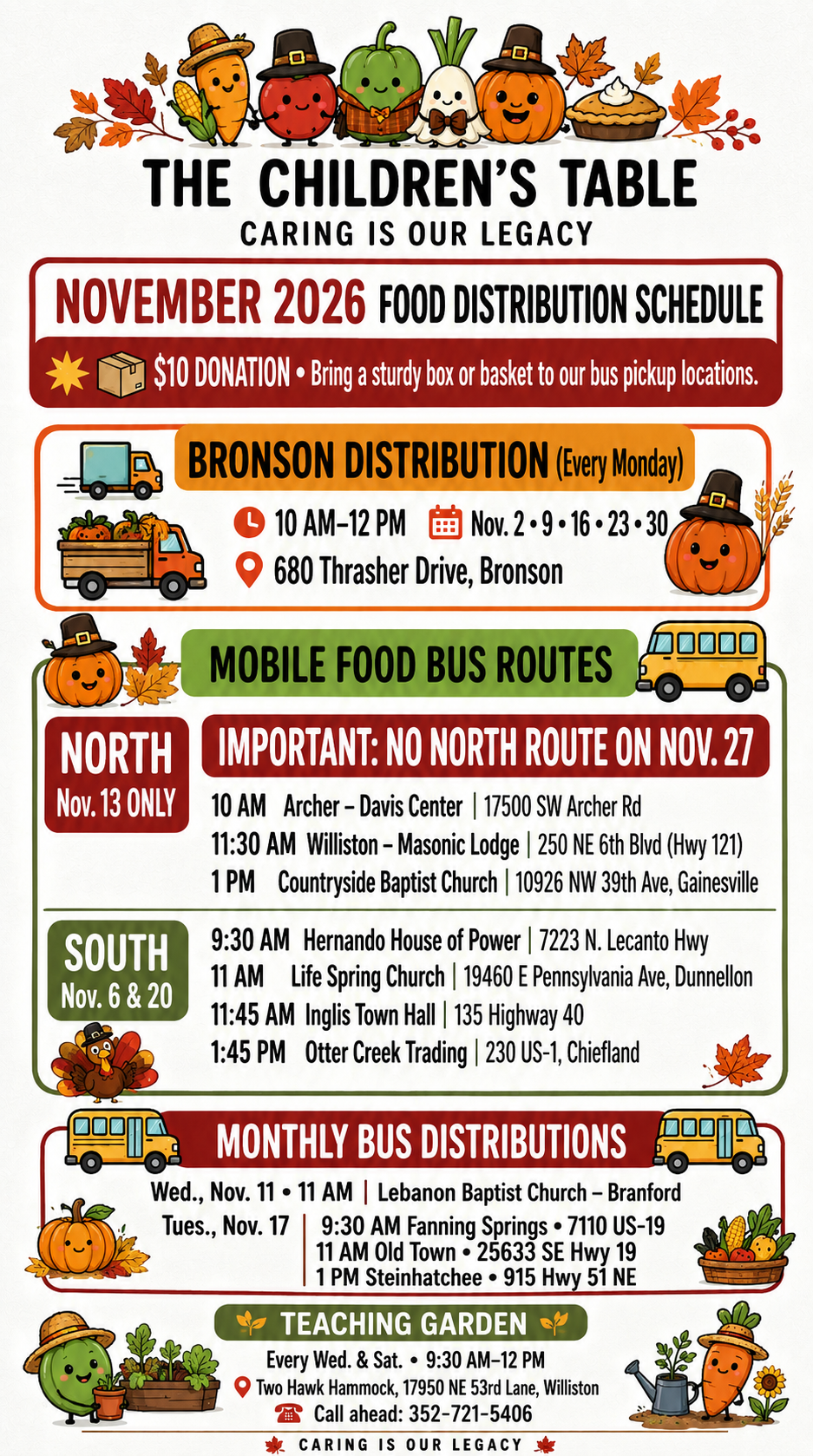 November 2026 food distribution schedule